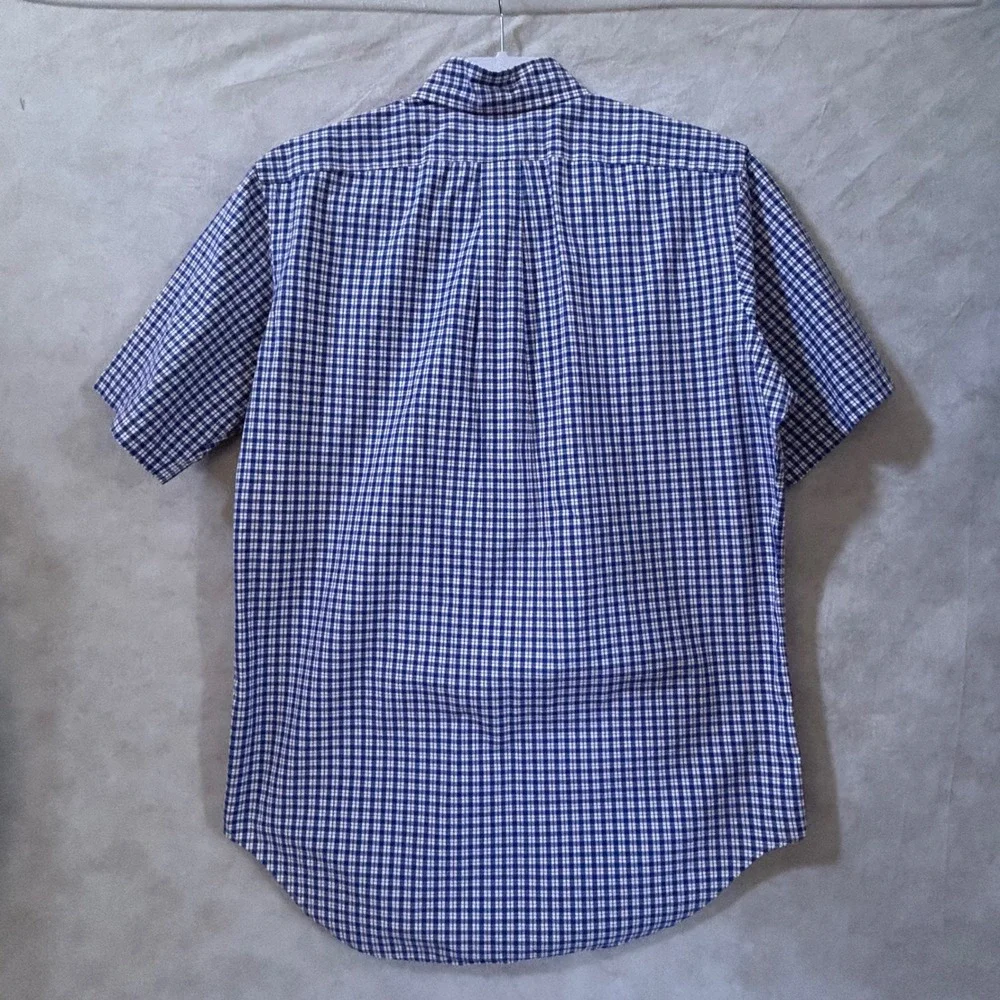 Polo Ralph Lauren Mens Classic Fit Gingham Short Sleeve Button Down Shirt Blue M
